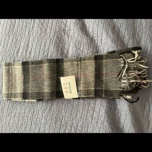 Barbour Marino Wool Cashmere Tartan Check Scarf, Grey